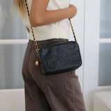 Vintage Chanel Black Caviar Mini Camera Bag with 24k Gold Hardware