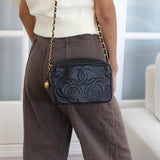 Vintage Chanel Black Caviar Mini Camera Bag with 24k Gold Hardware