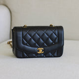 Vintage Chanel Back Lambskin Small Diana with 24k Gold Hardware