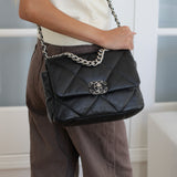Chanel 22S Black Lambskin Small 19 with Mixed-Metal Hardware