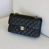 Chanel Black Caviar Small Classic Flap with Gold Hardware