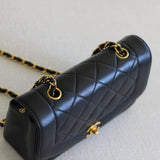 Vintage Chanel Back Lambskin Small Diana with 24k Gold Hardware
