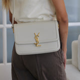 Saint Laurent Cream Calfskin Medium Solferino Bag