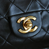Vintage Chanel Black Lambskin Mini Square with 24k Gold Harware