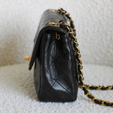 Vintage Chanel Black Lambskin Mini Square with 24k Gold Harware
