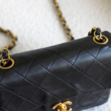 Vintage Chanel Black Lambskin Mini Square with 24k Gold Harware