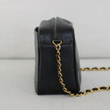 Vintage Chanel Black Caviar Mini Camera Bag with 24k Gold Hardware