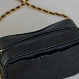 Vintage Chanel Black Caviar Mini Camera Bag with 24k Gold Hardware