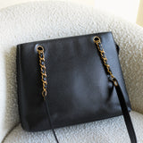 Vintage Chanel Black Caviar Zipped Shopping Tote with 24k Gold Hardware