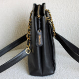 Vintage Chanel Black Caviar Zipped Shopping Tote with 24k Gold Hardware