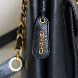 Vintage Chanel Black Caviar Zipped Shopping Tote with 24k Gold Hardware