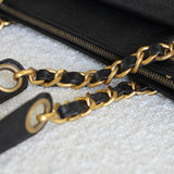 Vintage Chanel Black Caviar Zipped Shopping Tote with 24k Gold Hardware