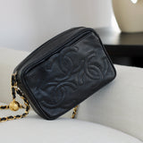 Vintage Chanel Black Caviar Mini Camera Bag with 24k Gold Hardware