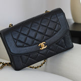 Vintage Chanel Black Caviar Medium Diana with 24k Gold Hardware