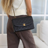 Vintage Chanel Black Caviar Medium Diana with 24k Gold Hardware