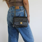 Vintage Chanel Black Lambskin Mini Square with 24k Gold Harware