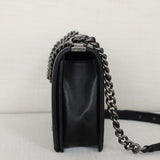 Chanel Black Lambskin Large Boy with Aged Silver Hardware