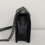 Chanel Black Lambskin Large Boy with Aged Silver Hardware