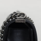 Chanel Black Lambskin Large Boy with Aged Silver Hardware