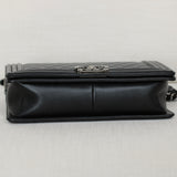 Chanel Black Lambskin Large Boy with Aged Silver Hardware