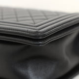 Chanel Black Lambskin Large Boy with Aged Silver Hardware