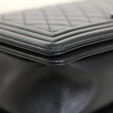 Chanel Black Lambskin Large Boy with Aged Silver Hardware