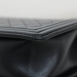 Chanel Black Lambskin Large Boy with Aged Silver Hardware