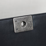 Chanel Black Lambskin Large Boy with Aged Silver Hardware