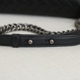 Chanel Black Lambskin Large Boy with Aged Silver Hardware