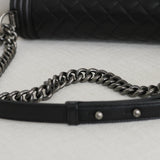 Chanel Black Lambskin Large Boy with Aged Silver Hardware