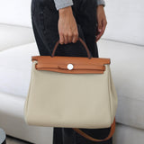 Hermès Beton Naturel Military Toile Herbag Zip 31 Palladium Hardware