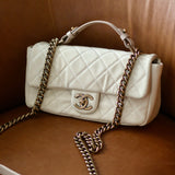 Chanel Iridescent Ivory Caviar Country Chic Flap with Aged Gold Hardware