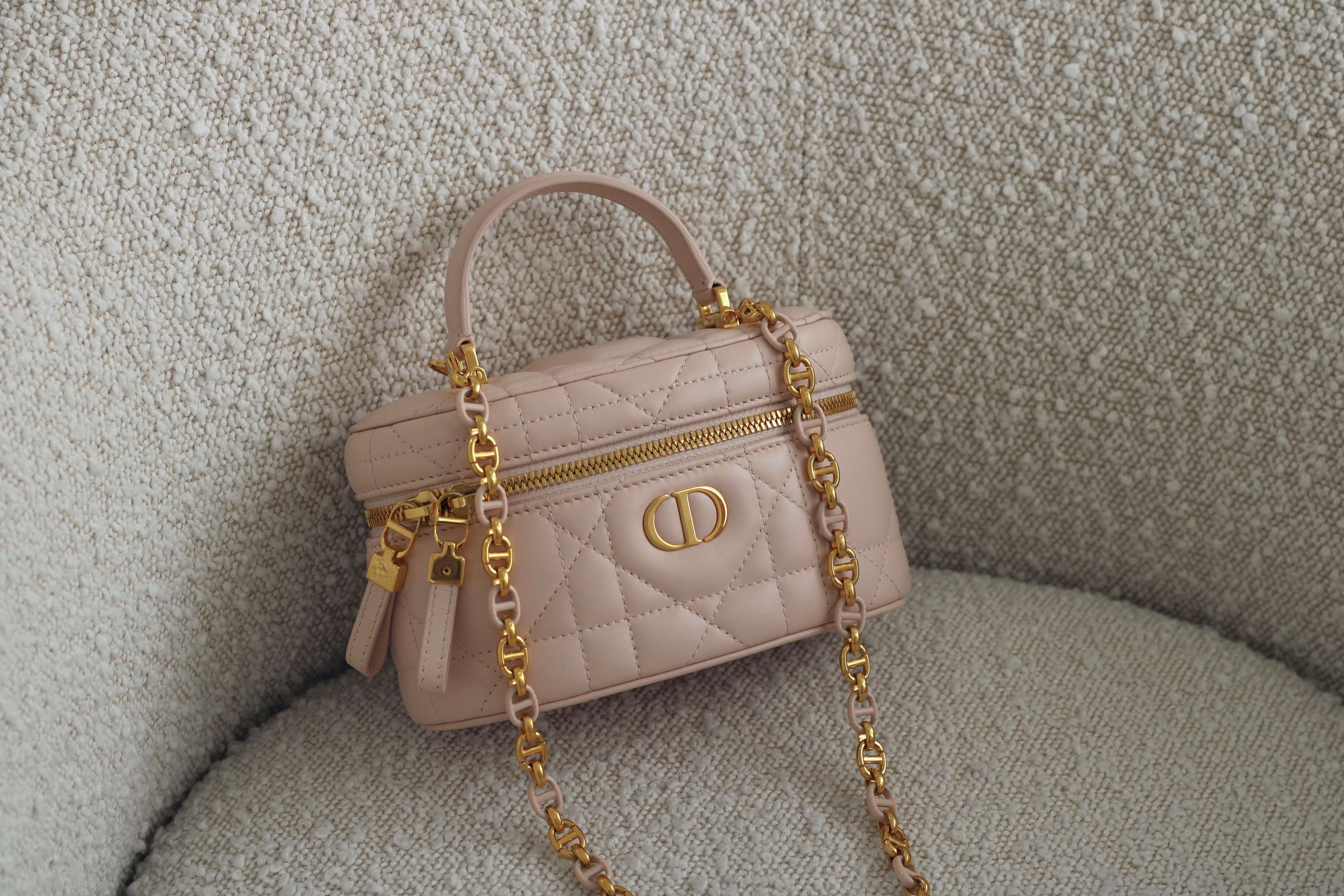 Dior Pink Lambskin Cannage Mini Caro Vanity – Luxxedition