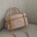 Dior Pink Lambskin Cannage Mini Caro Vanity