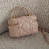 Dior Pink Lambskin Cannage Mini Caro Vanity