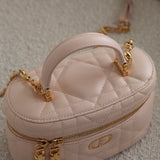 Dior Pink Lambskin Cannage Mini Caro Vanity