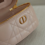 Dior Pink Lambskin Cannage Mini Caro Vanity
