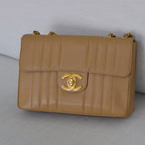 Vintage Chanel Beige Caviar Vertical Jumbo with 24k Gold Hardware