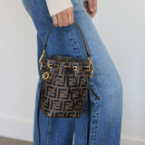 Fendi Brown Calfskin Mon Tresor Mini Bucket Bag
