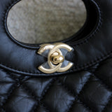 Chanel Black Crumpled Calfskin Mini 31 Shopping Bag with Light Gold Hardware