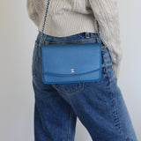 Chanel Sevruga Blue Caviar Wallet On Chain with Silver Hardware