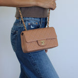 Chanel Dark Beige Lambskin Mini Rectangle with Light Gold Hardware