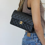 Vintage Chanel Black Caviar Small Classic Flap with 24k Gold Hardware