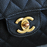 Vintage Chanel Black Caviar Small Classic Flap with 24k Gold Hardware