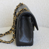 Vintage Chanel Black Caviar Small Classic Flap with 24k Gold Hardware
