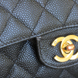 Vintage Chanel Black Caviar Small Classic Flap with 24k Gold Hardware