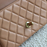 Chanel Dark Beige Lambskin Mini Rectangle with Light Gold Hardware