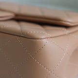 Chanel Dark Beige Lambskin Mini Rectangle with Light Gold Hardware