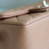 Chanel Dark Beige Lambskin Mini Rectangle with Light Gold Hardware
