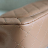 Chanel Dark Beige Lambskin Mini Rectangle with Light Gold Hardware